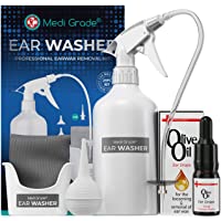 Set para Limpiar Oídos- Frasco 500 ml + Jeringa Grande y Conos para los Oídos + Gotas de Aceite de Oliva 100 %- Kit de…